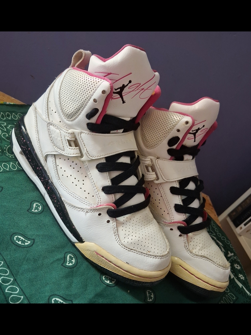 Jordan Women’s White Black Pink High-Top Athletic Sneakers